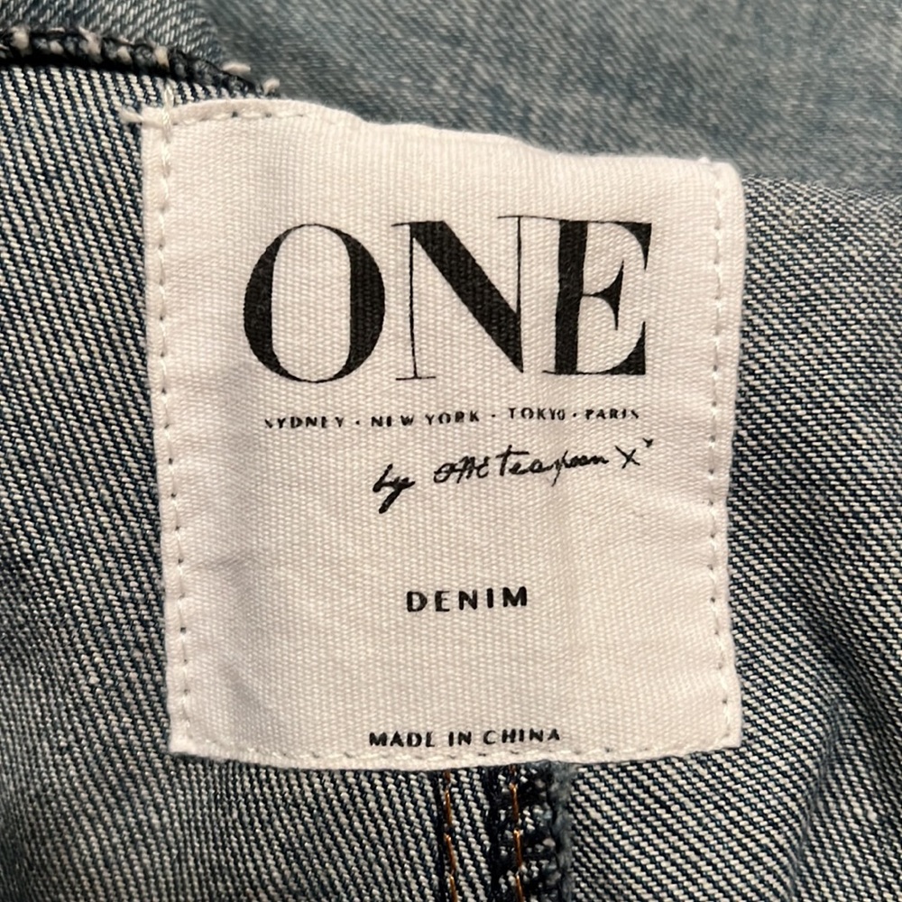 One Teaspoon Denim Distressed Style W/ Black Adjustable Faux Leather Trim 30 - Picture 12 of 13